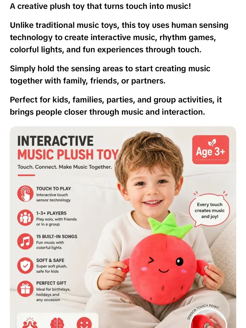 Red Winking Strawberry Plush Toy for Kids